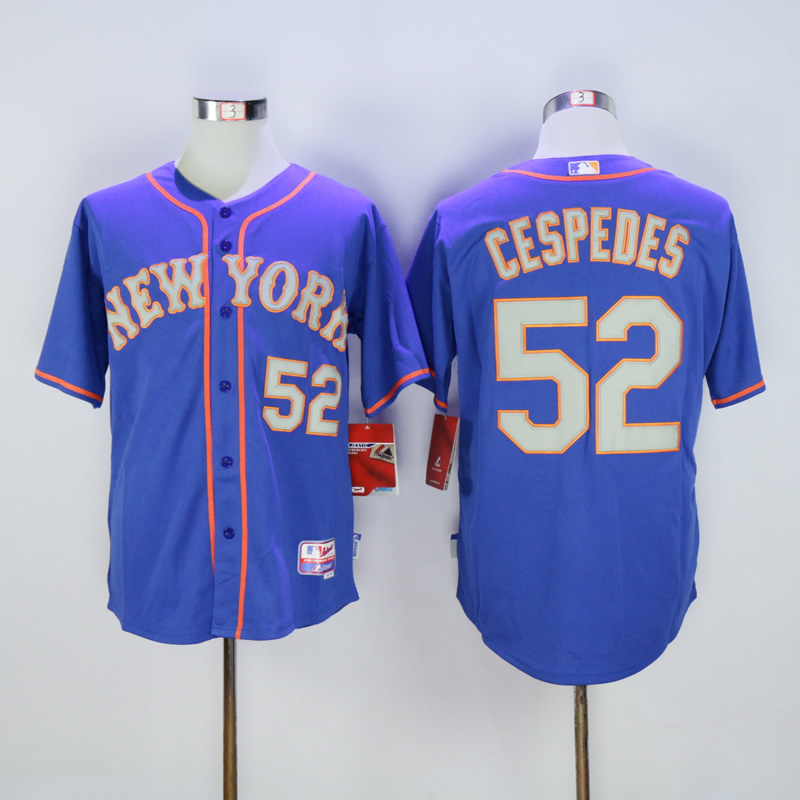 Men New York Mets 52 Cespedes Blue MLB Jerseys